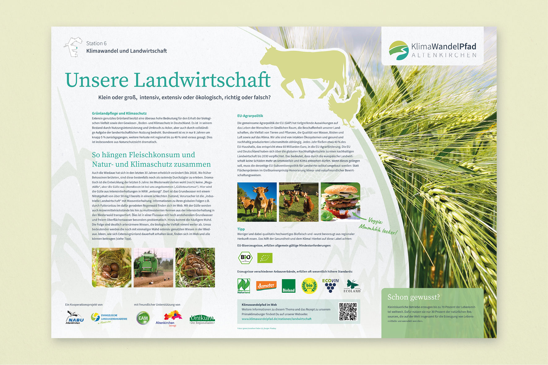 Klimawandelpfad Infotafel Landwirtschaft